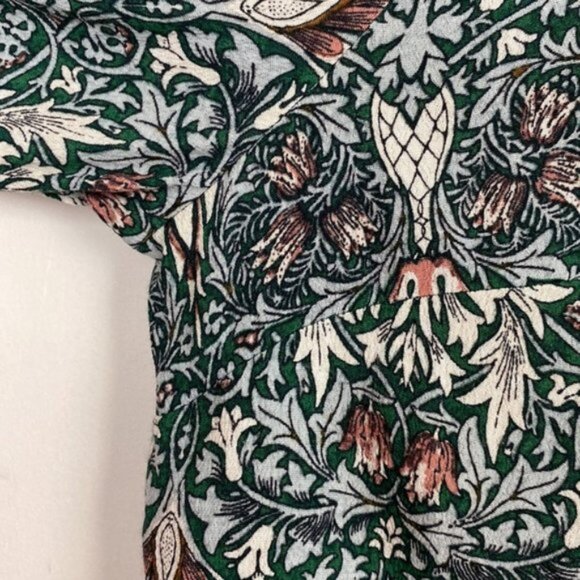 H&M x William Morris & Co 10 Floral Print Top Blouse Green Blue Burgundy - Picture 6 of 12